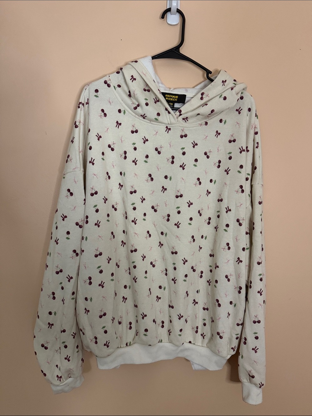 refuge Cream Hoodie with Cherry Print